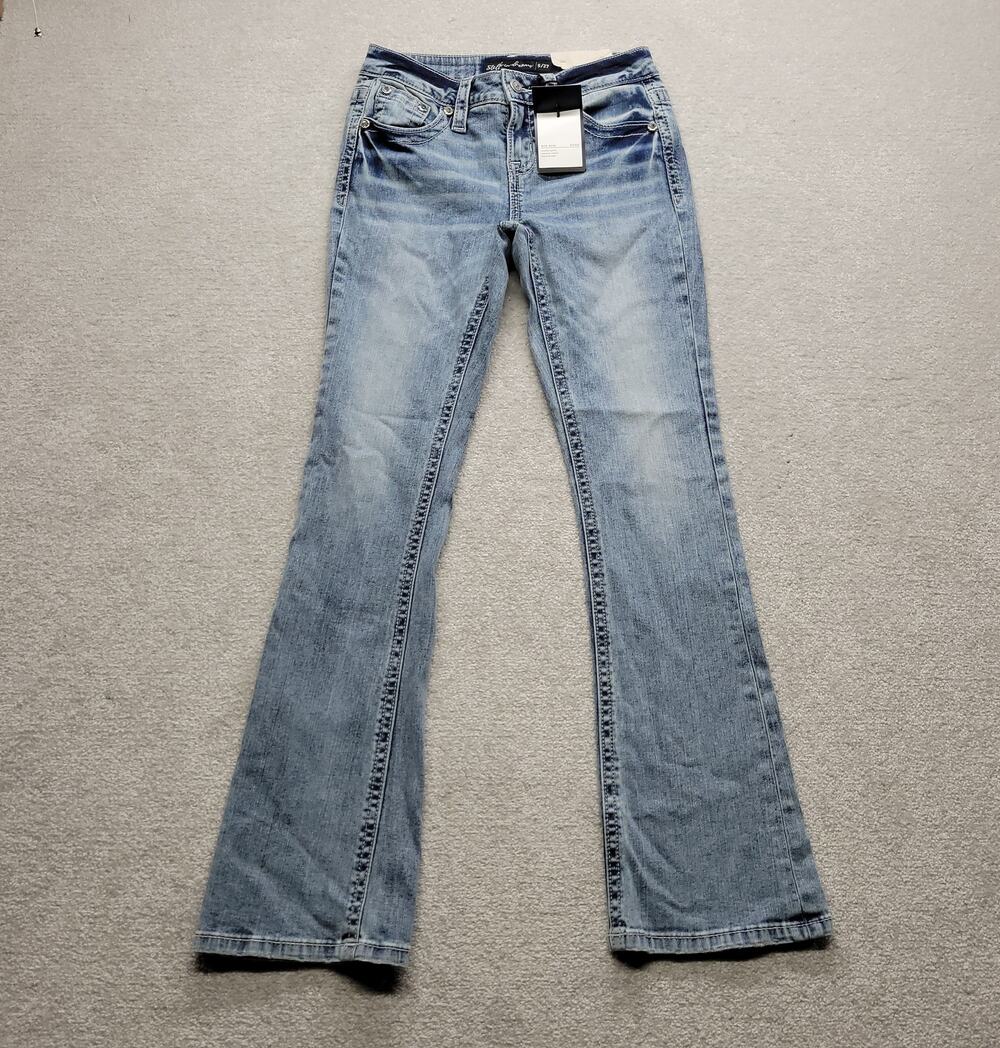 Stella In Dreams Womens Bootcut Jeans Size 5/27 Mid Rise Embellished Pockets
